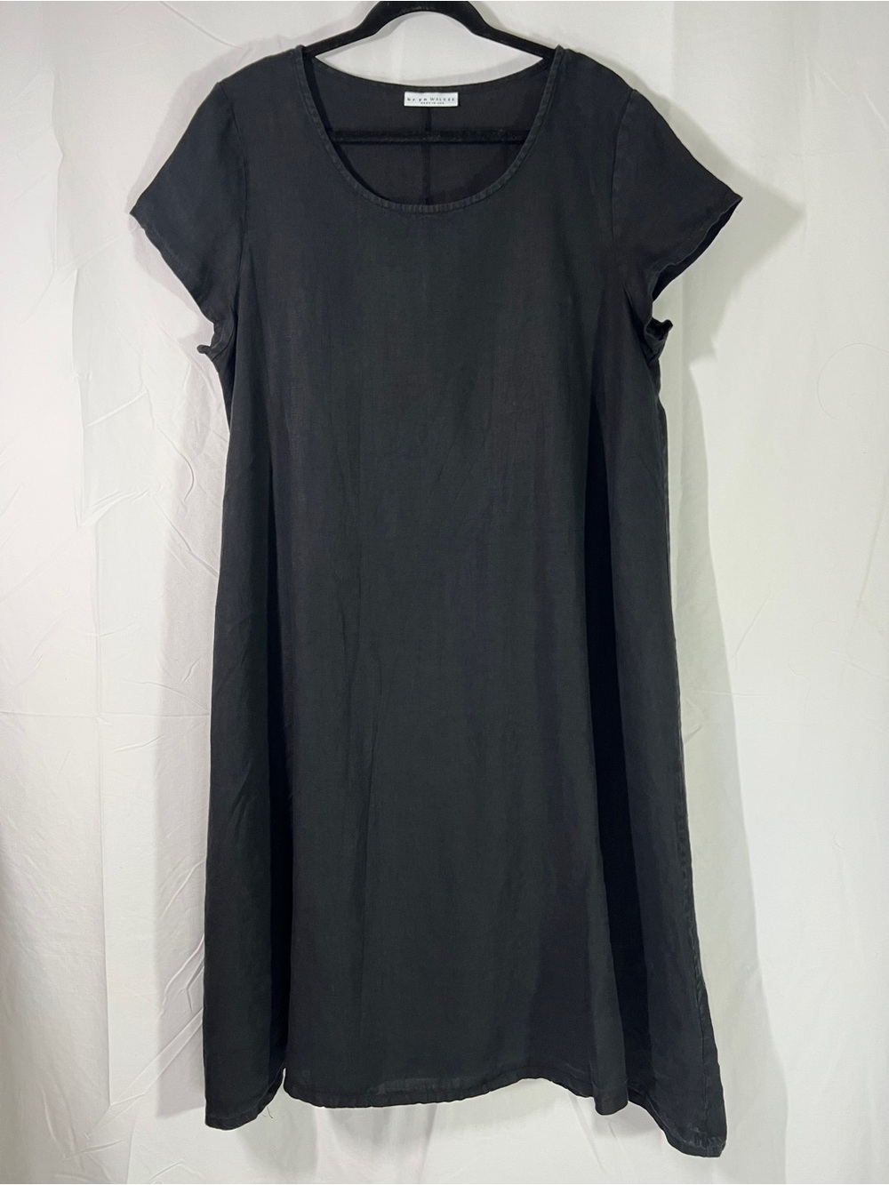 Bryn Walker Winslow Linen Dress - M - oversized lightweight black scoop neck